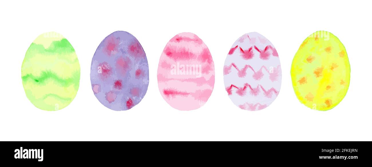 Watercolor easter eggs isolated over white background. Vector eps 10 Stock Vector