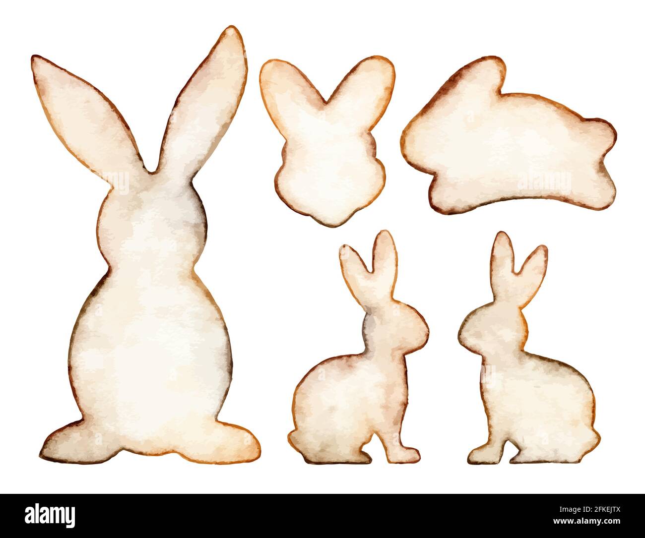 Watercolor easter bunnies collection isolated on white background ...