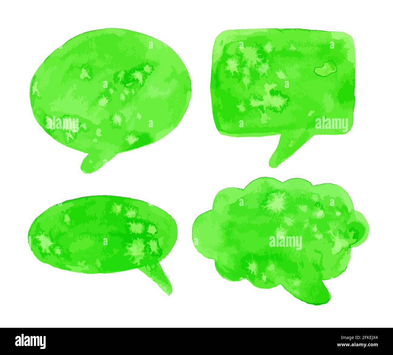 Watercolor green speech bubbles isolated on white background. Vector ...