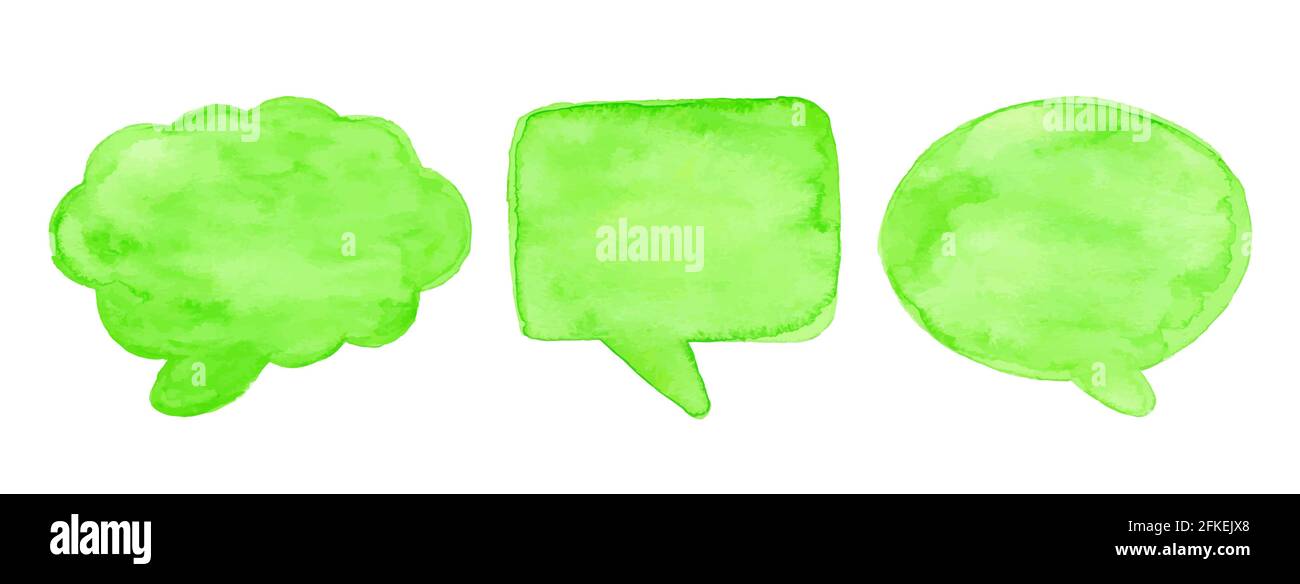 Watercolor speech bubbles isolated over white background. Vector eps 10 Stock Vector