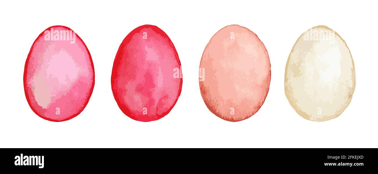 Watercolor easter eggs set isolated on white background. Vector eps 10 Stock Vector