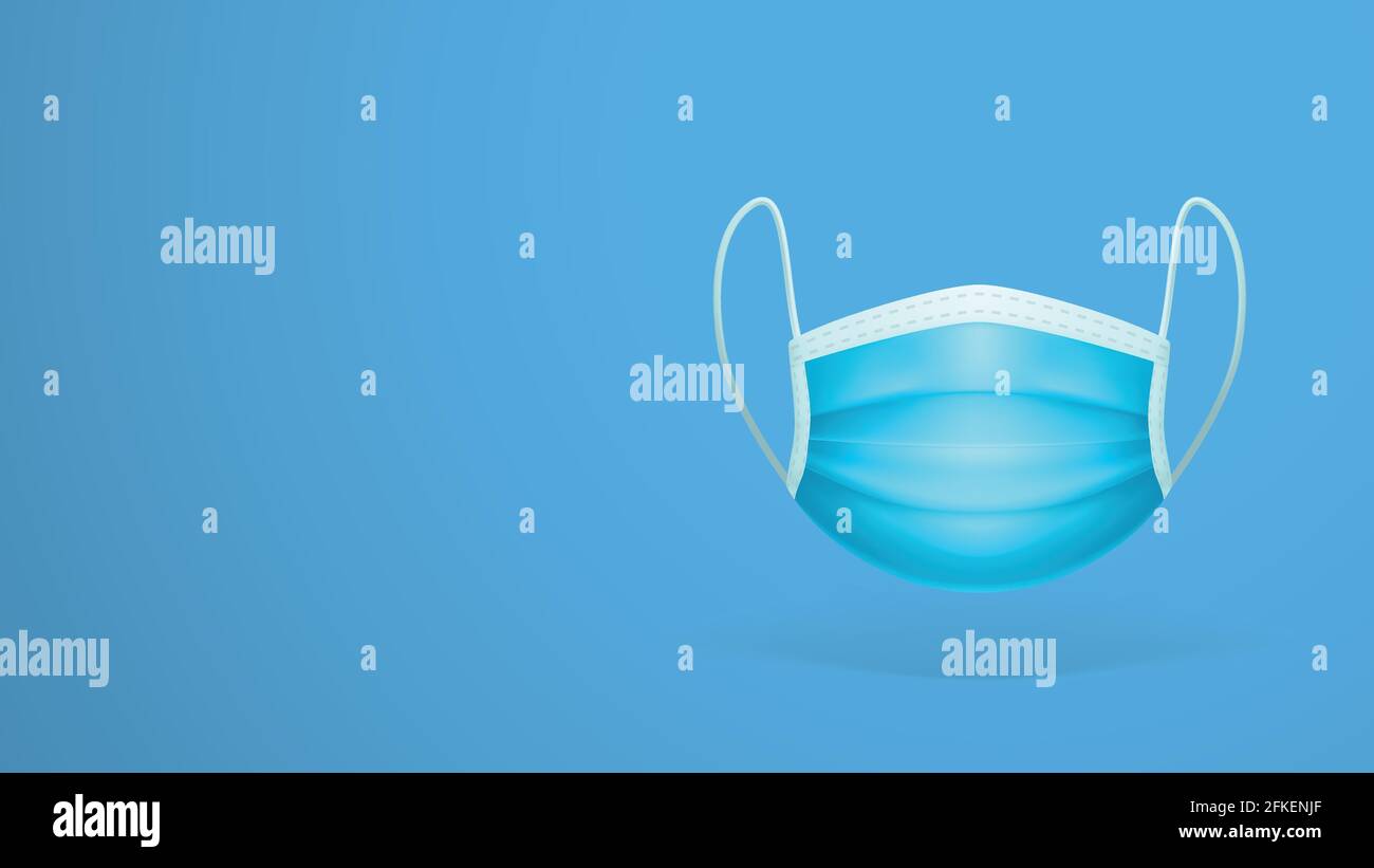 front view medical face mask on blue Stock Vector