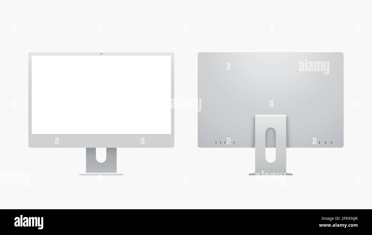 front view gray color desktop computer isolated Stock Vector Image