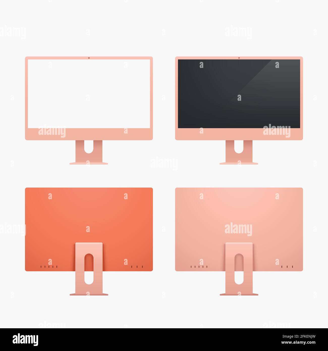 modern orange color desktop computers in set Stock Vector Image & Art ...