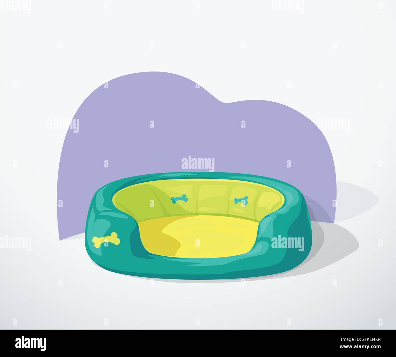 cartoon green color dog bed on white Stock Vector