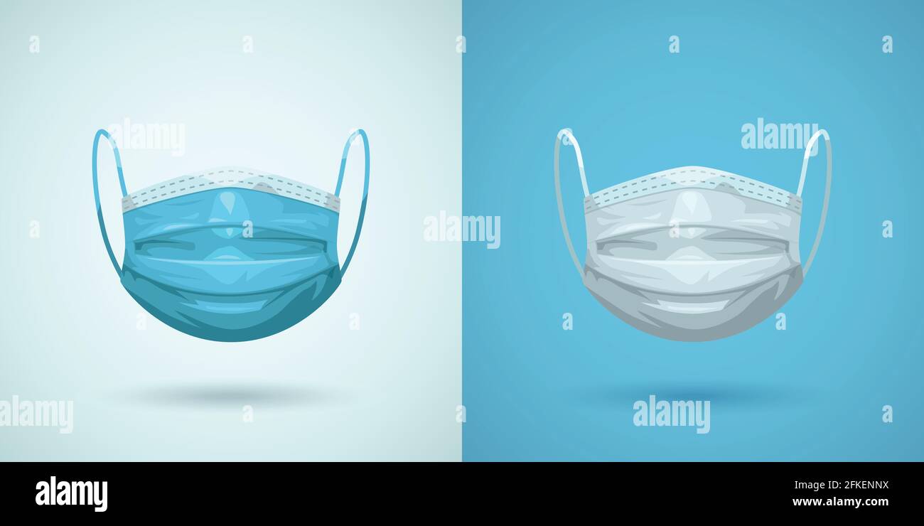 front view medical face masks in set Stock Vector