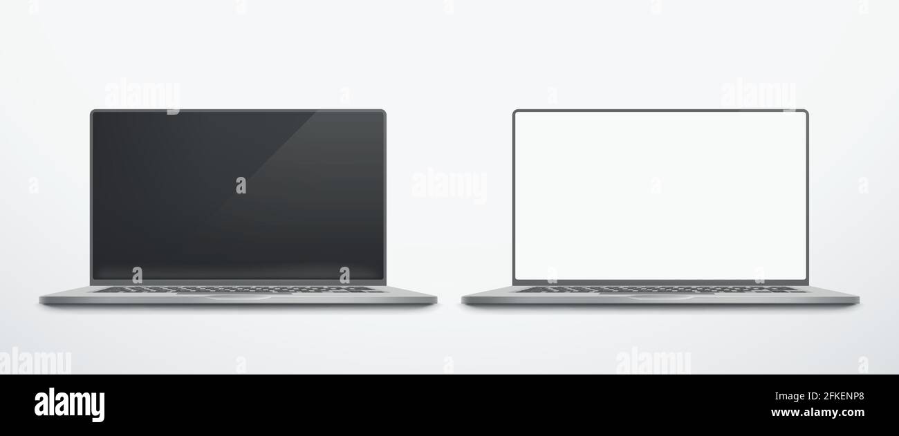 realistic laptop template isolated set on white Stock Vector