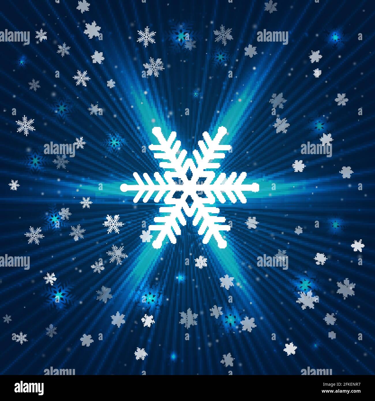 Dark blue Christmas abstract background with snowflake confetti ...