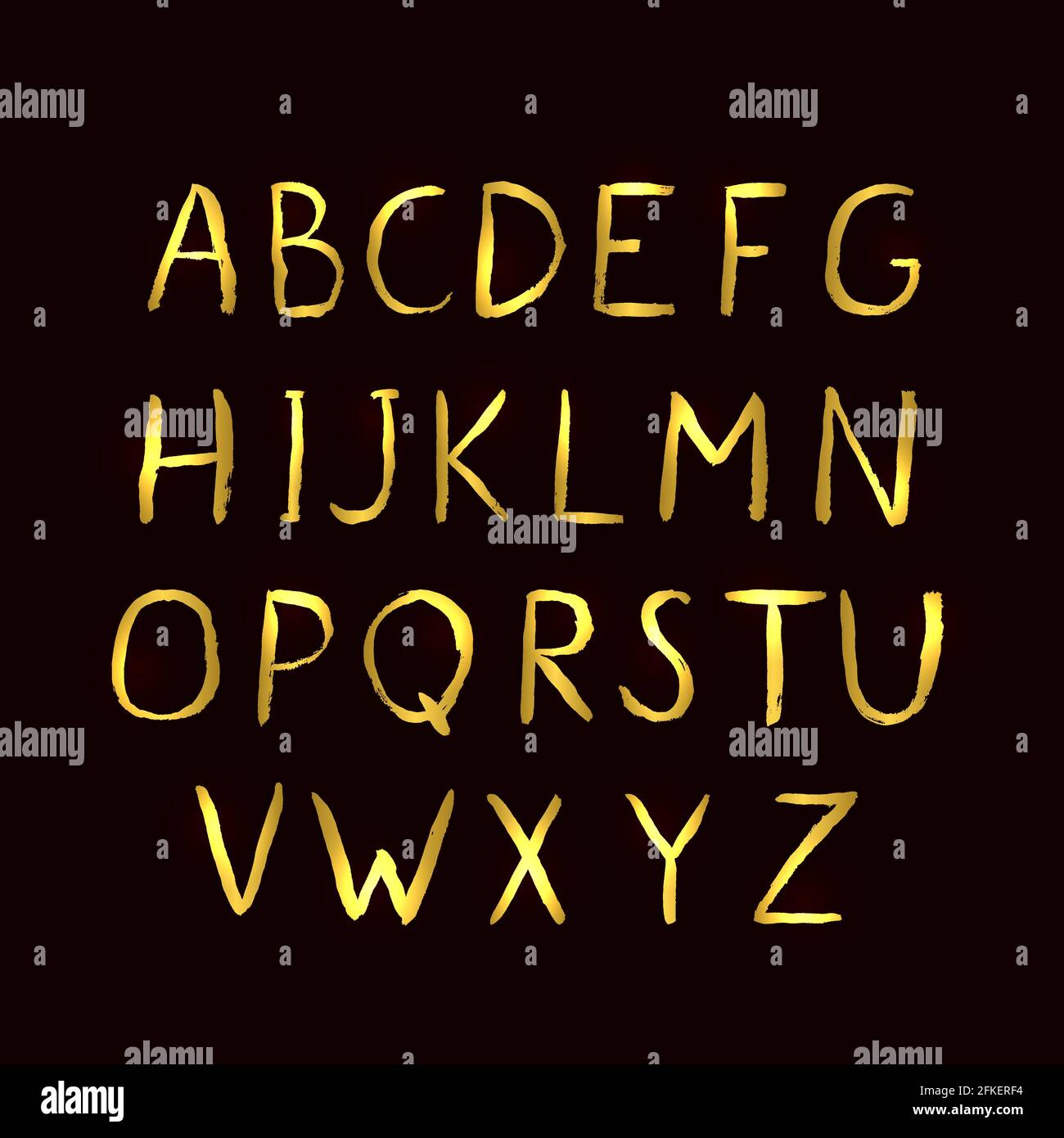 Shiny gold vector alphabet. Education poster with hand drawn Latin  uppercase golden letters A-Z on black background. Grunge sans serif modern  font. Ea Stock Vector Image & Art - Alamy