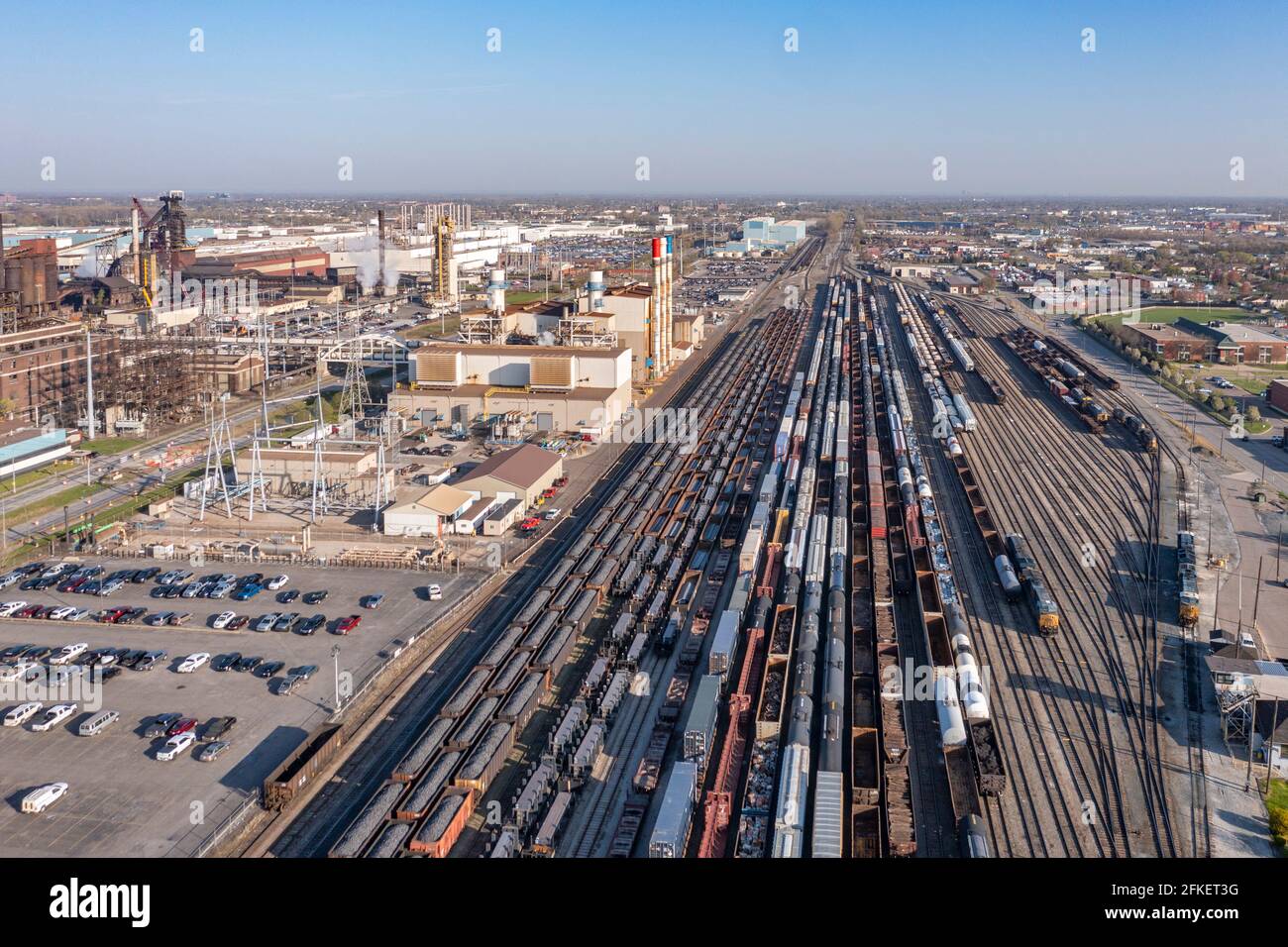 Dearborn, Michigan - The CSX Rougemere rail yard adjacent to the Ford Rouge complex. Stock Photo