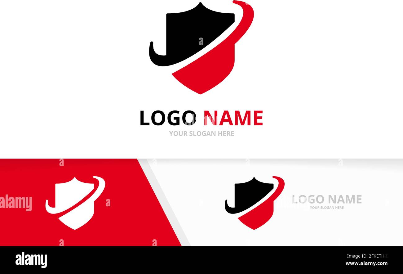 Unique shield logotype design template. Security company logo. Stock Vector