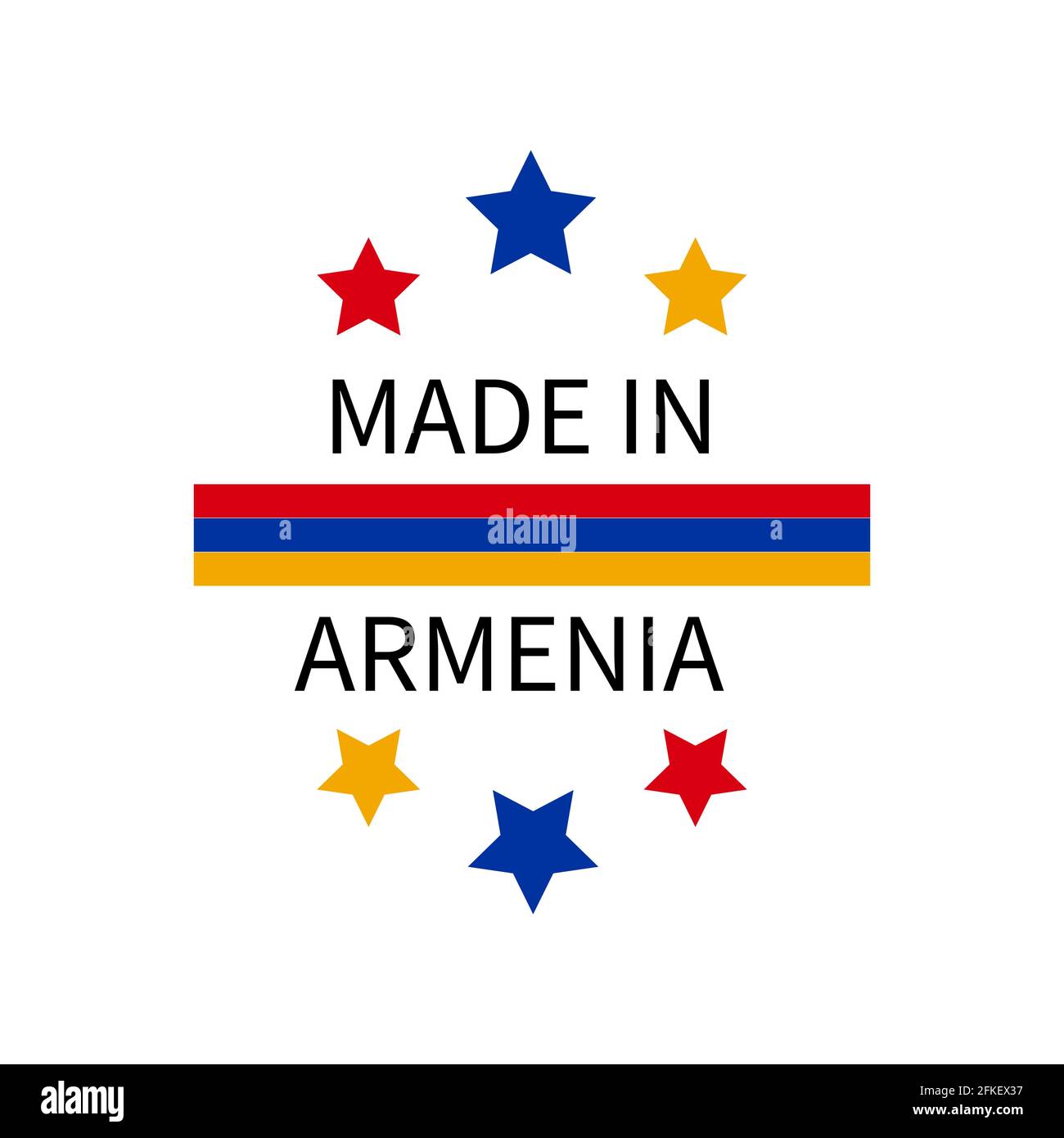 Made in Armenia label. Quality mark vector icon. Perfect for logo design, tags, badges, stickers, emblem, product packaging, etc. Stock Vector