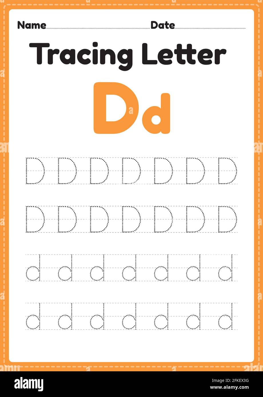 Tracing letter d alphabet worksheet for kindergarten and preschool Regarding Letter D Worksheet For Preschool