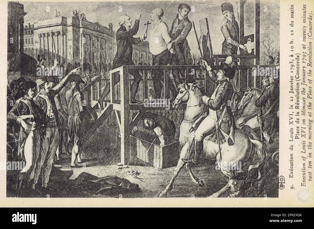 Exécution de Louis XVI le 21 janvier 1793 place de la Concorde Stock Photo