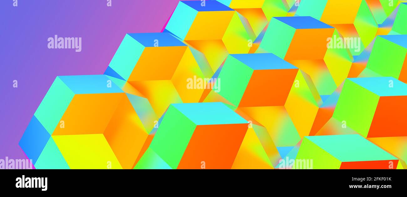 Abstract geometric background in rainbow colors. web banner size. Stock Photo