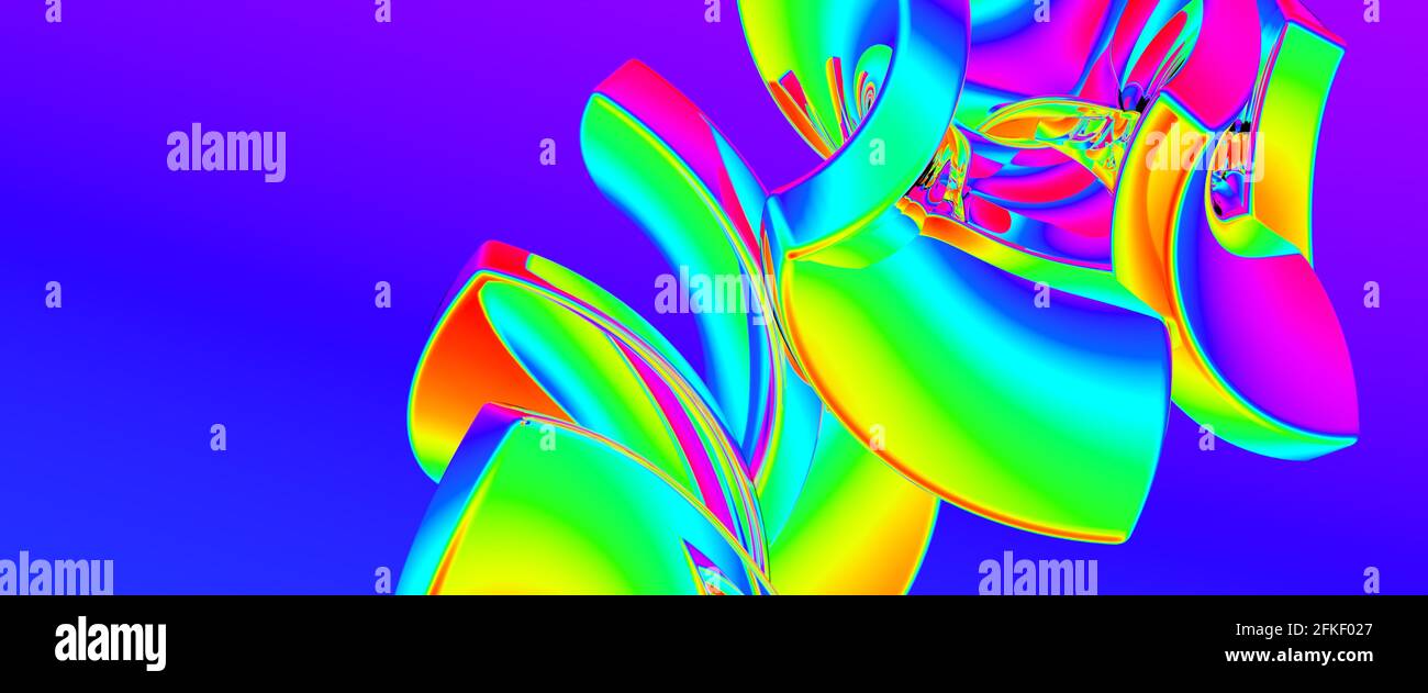 Abstract curved forms rainbow color background. Stock Photo