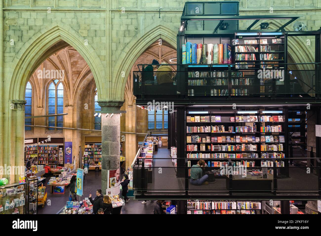 Interior view of  famous bookstore ' Book Store Dominicanen', former medieval church, in Maastricht, Netherlands Stock Photo