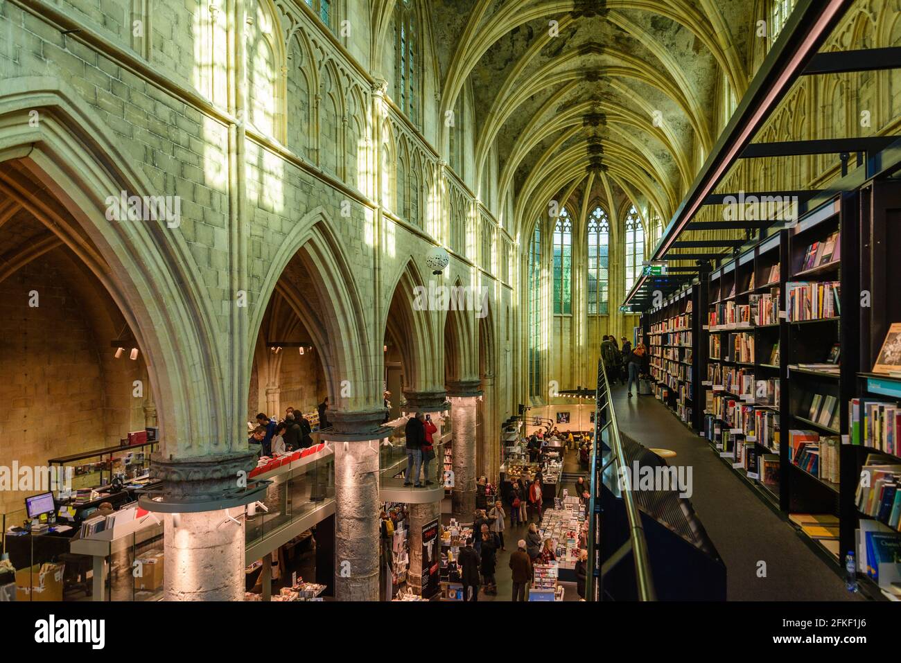 Interior view of  famous bookstore " Book Store Dominicanen", former medieval church, in Maastricht, Netherlands Stock Photo