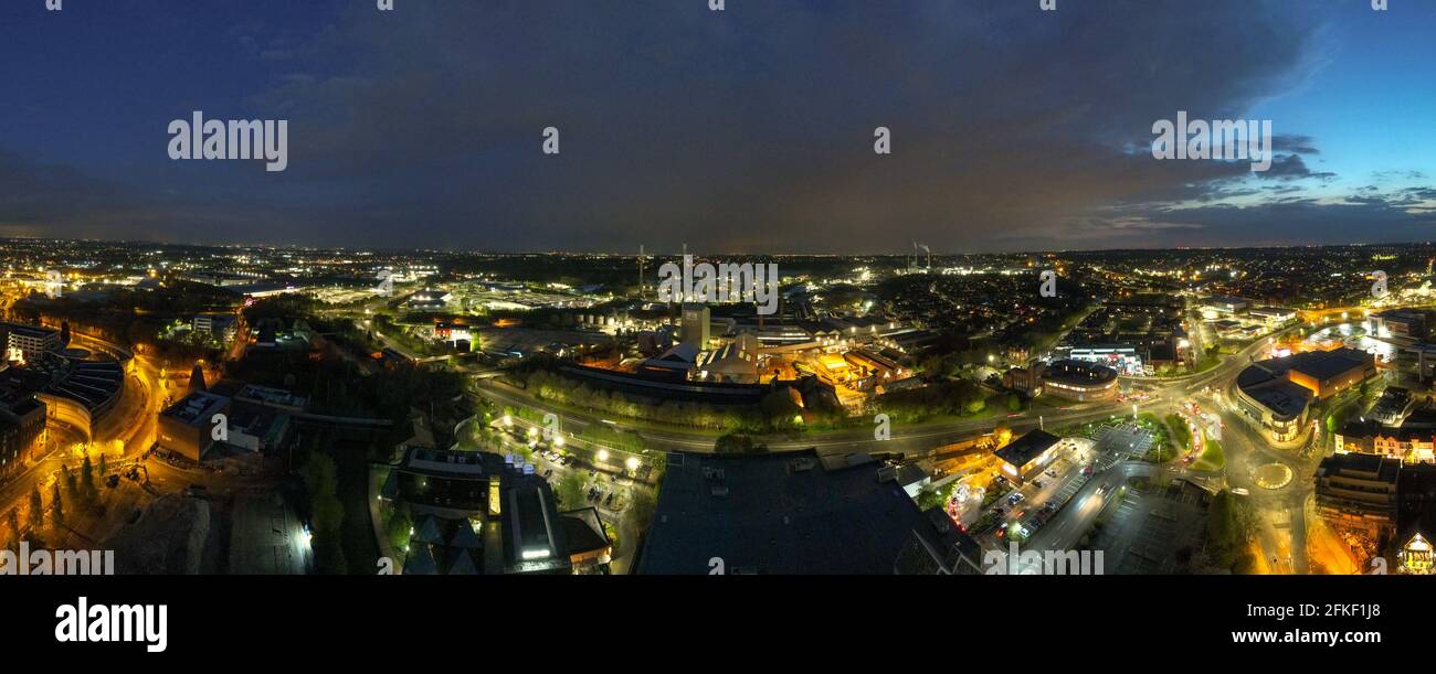 St Helen's town at night , Merseyside Stock Photo