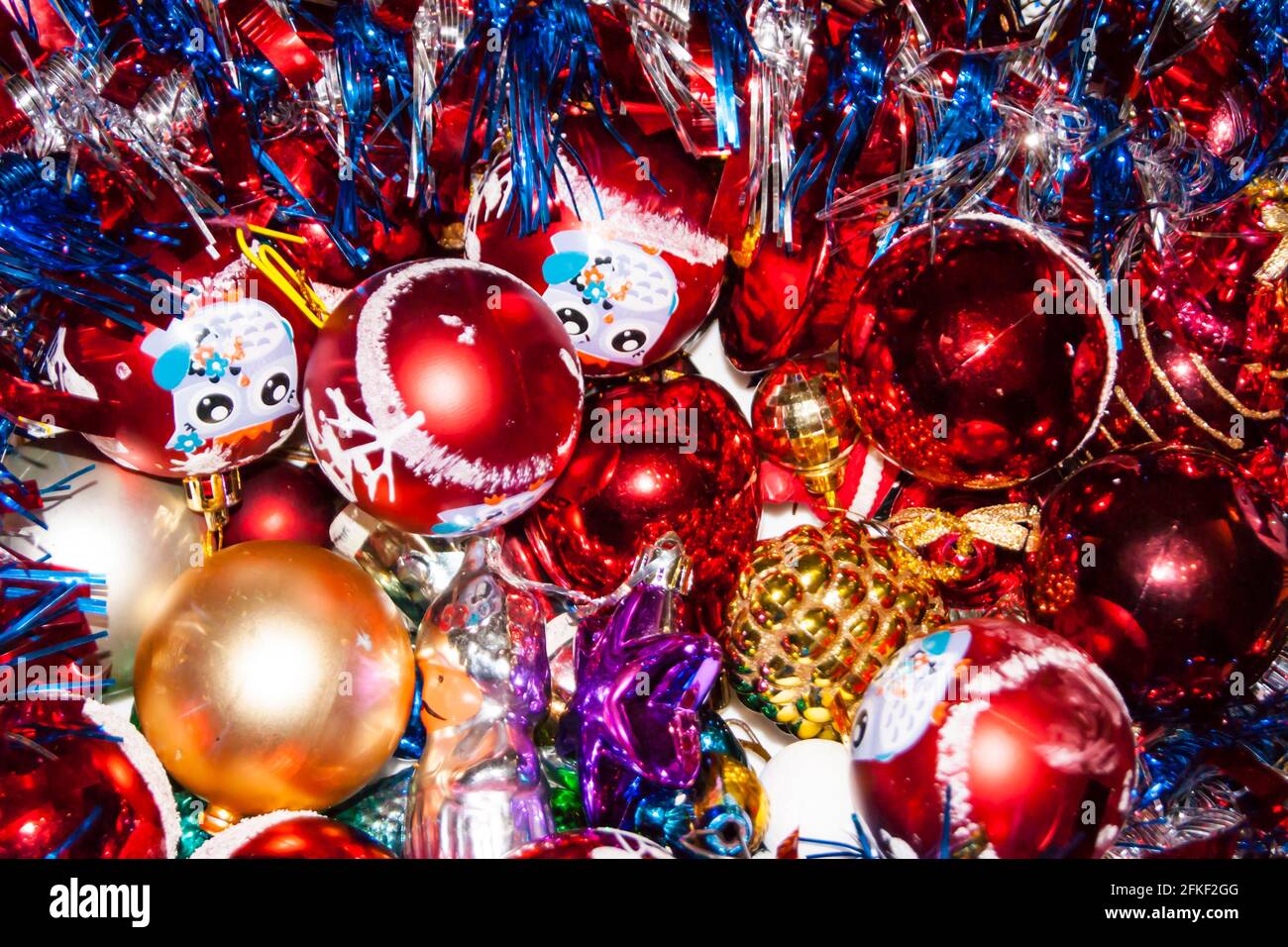 New Year's toys on a white background, assortment. Christmas, Christmas ...