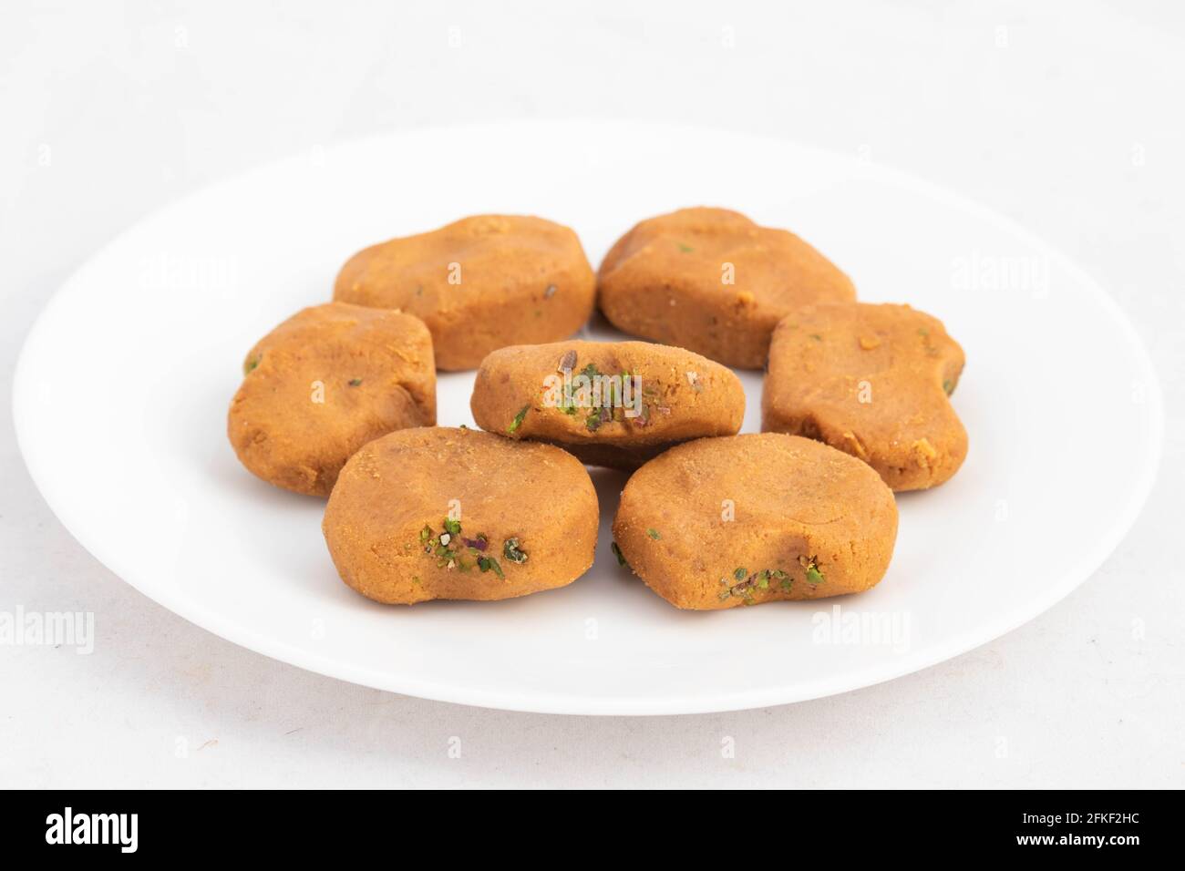Indian Mithai Brown Mathura Peda Or Meetha Pera Made Of Condensed Milk