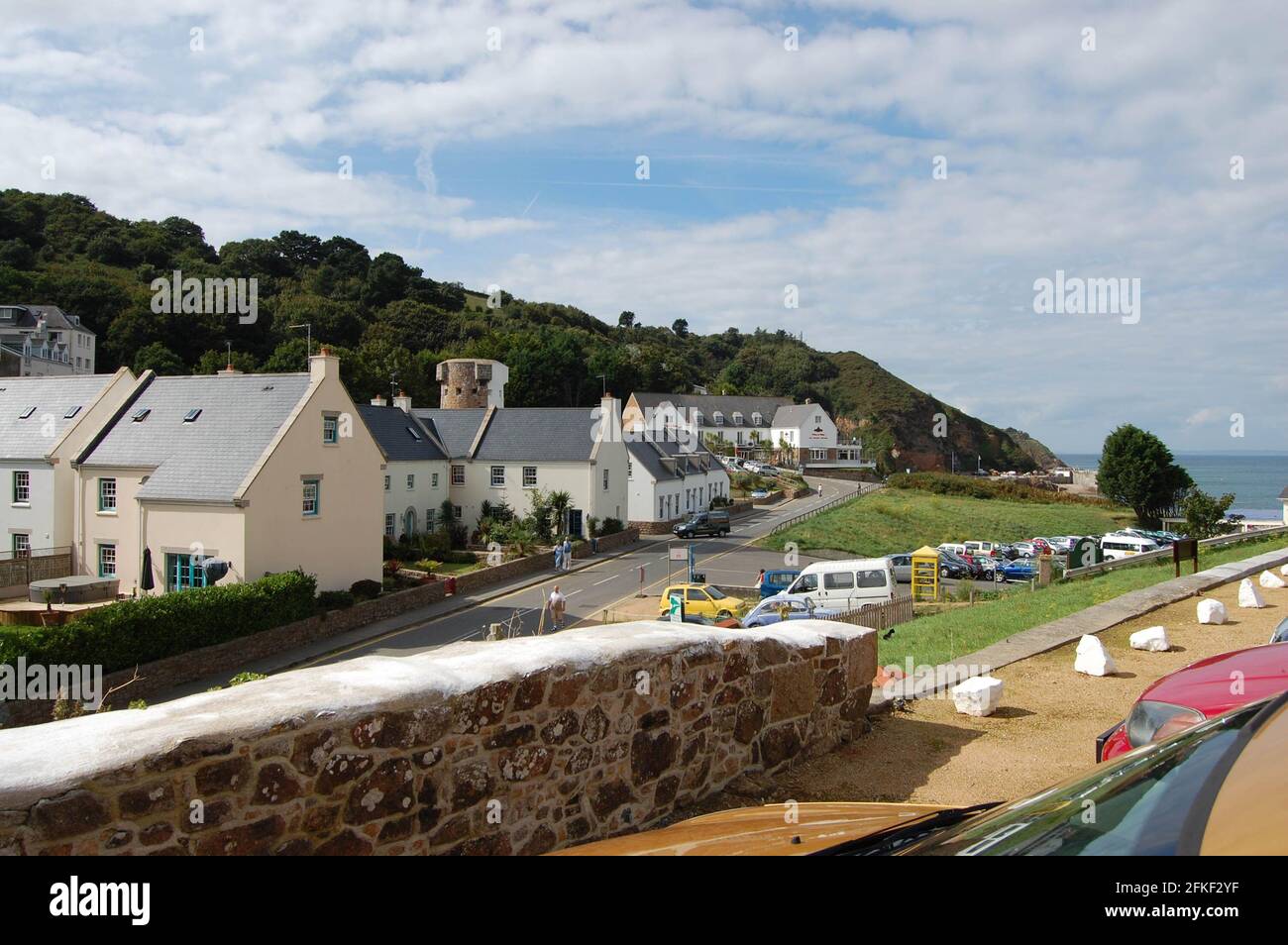 Houses style the coast in Jersey Channel Islands UK beach hill turret