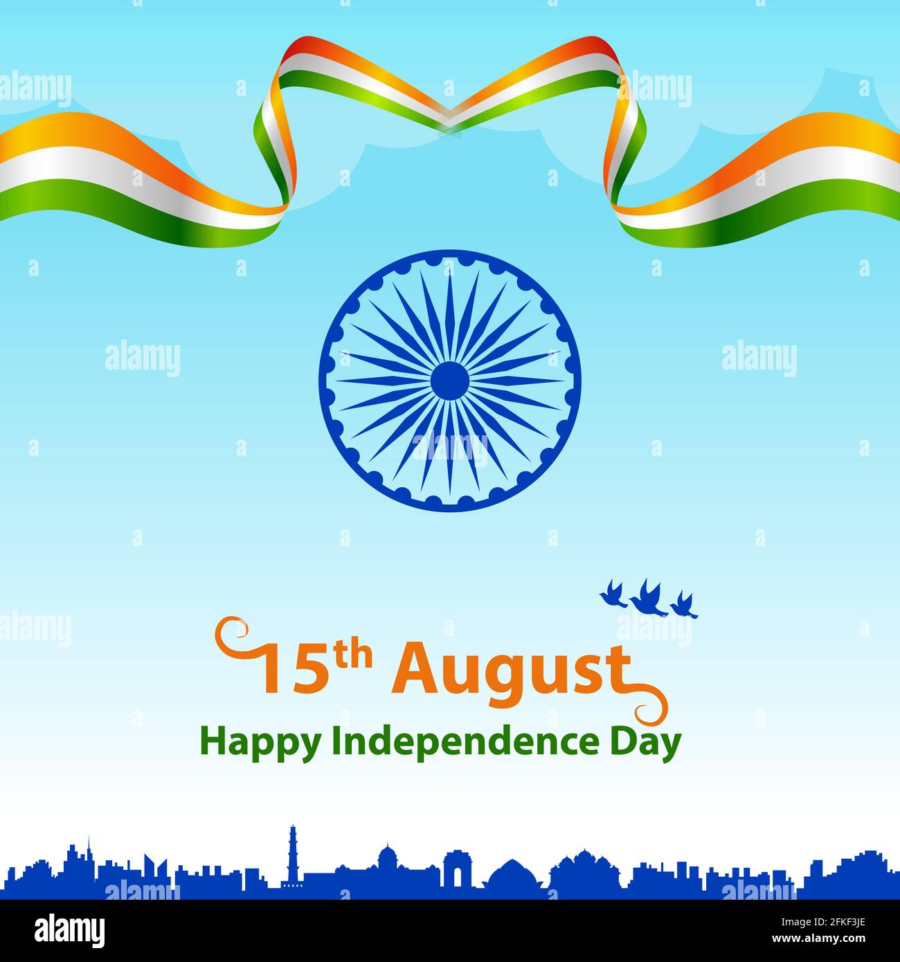Happy Independence Day India with tricolor flag greeting vector ...