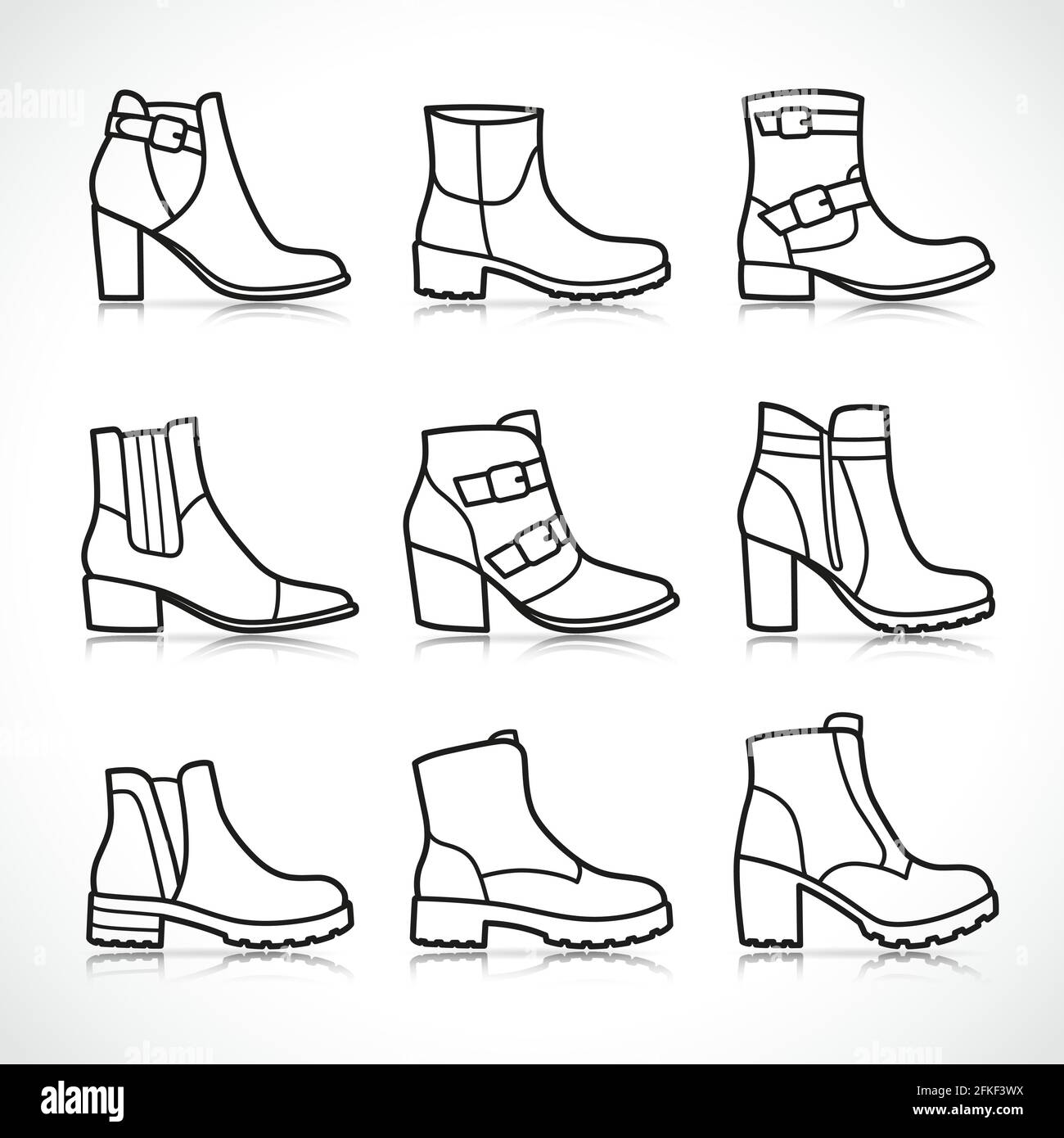 Vector illustration of isolated boots icons set Stock Vector