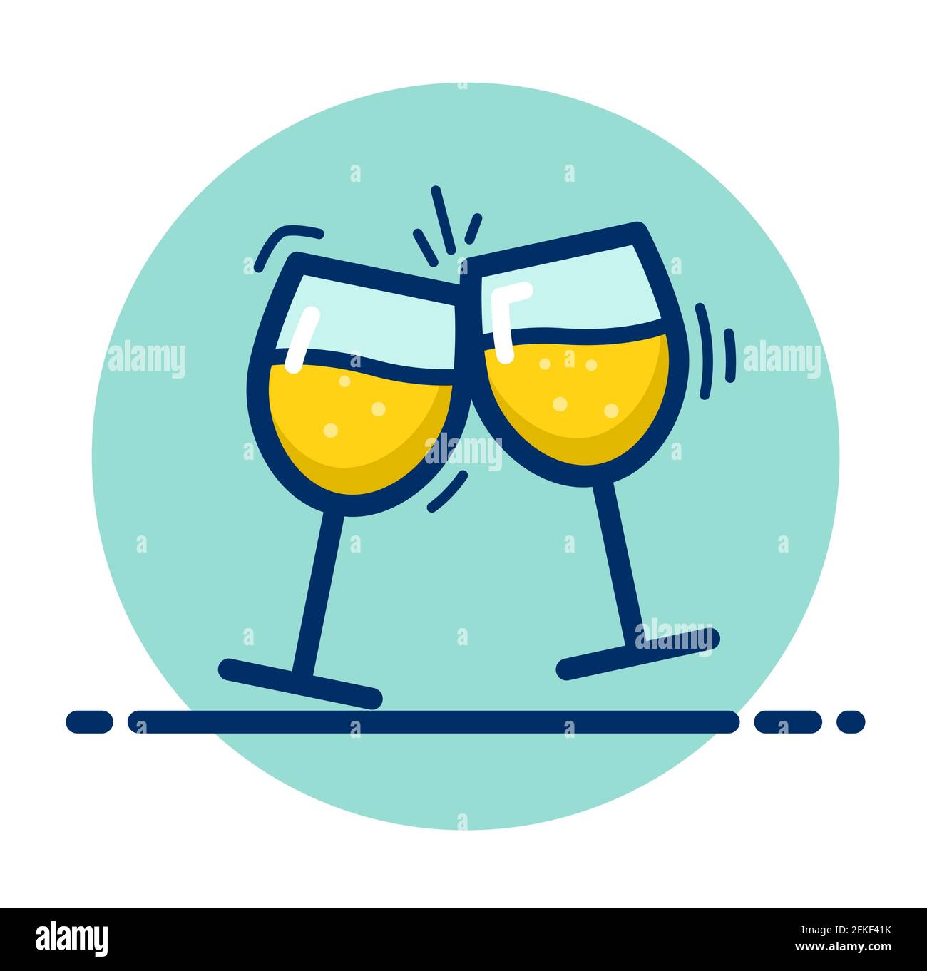 Vector illustration of champagne glasses color icon Stock Vector