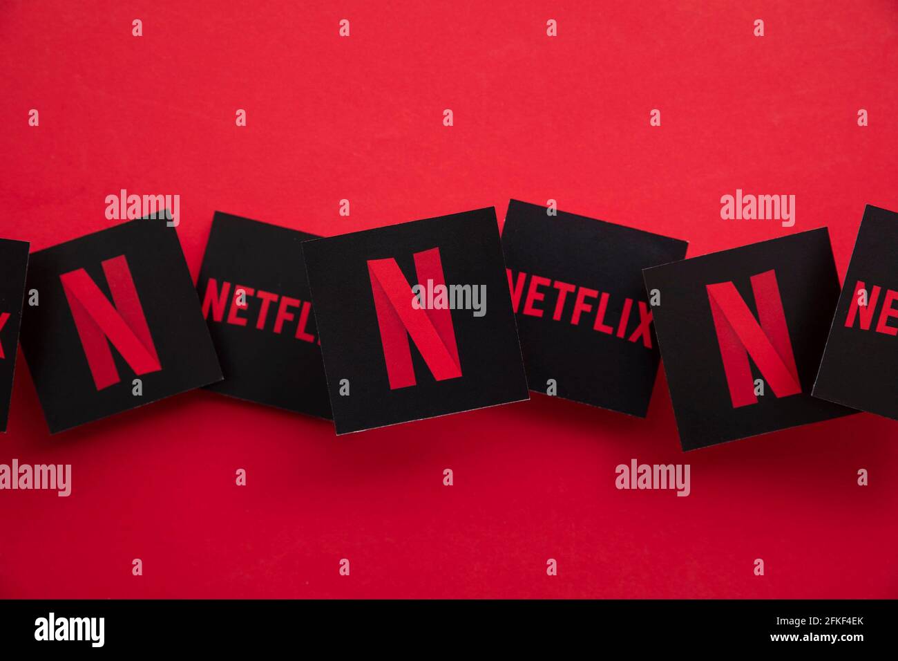 LONDON, UK - APRIL 2021: Netflix on demand tv and movie steaming service logo Stock Photo