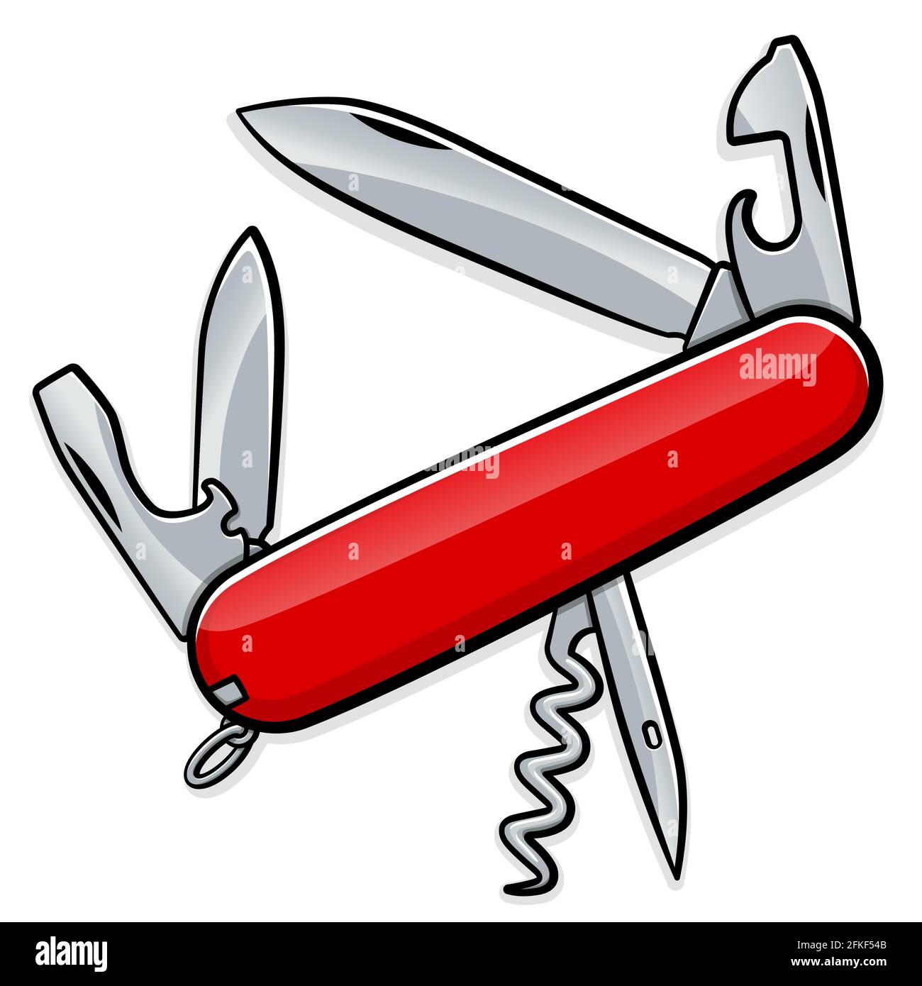 knife army or penknife multifunctional cartoon design Stock Vector