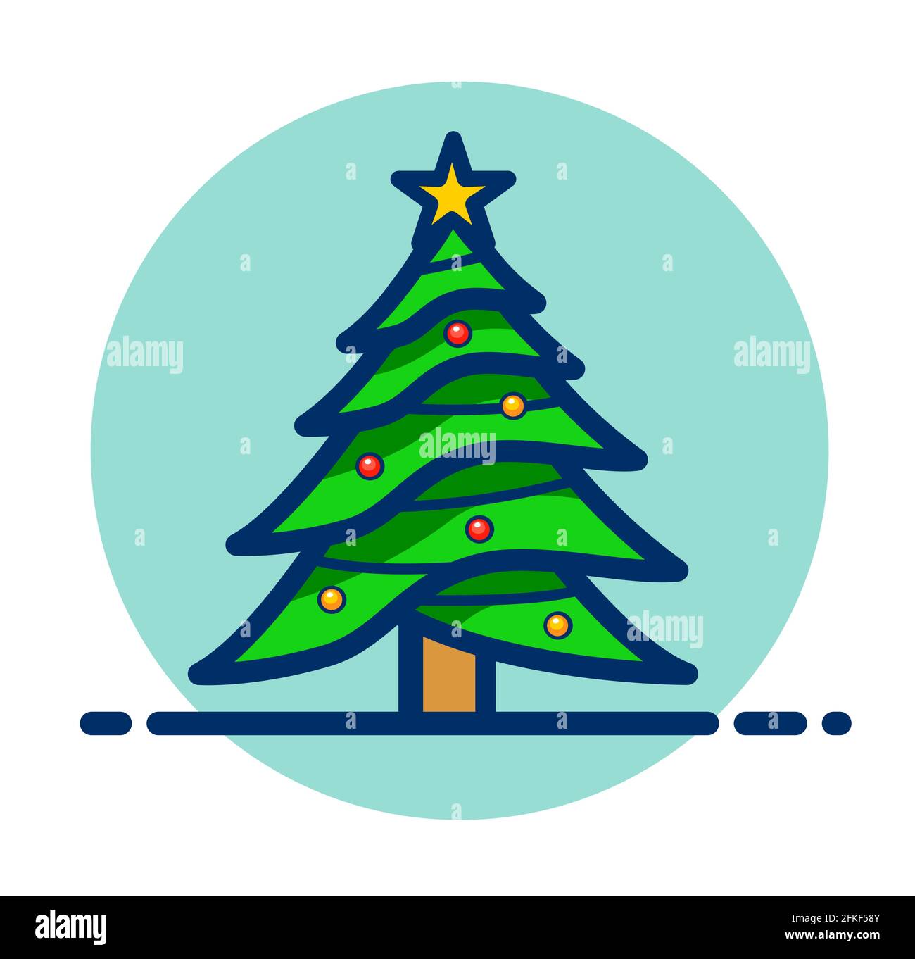 Vector illustration of christmas tree clipart icon Stock Vector