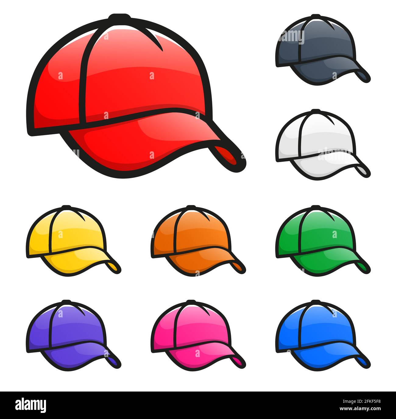 Vector illustration of various colors cap hat Stock Vector