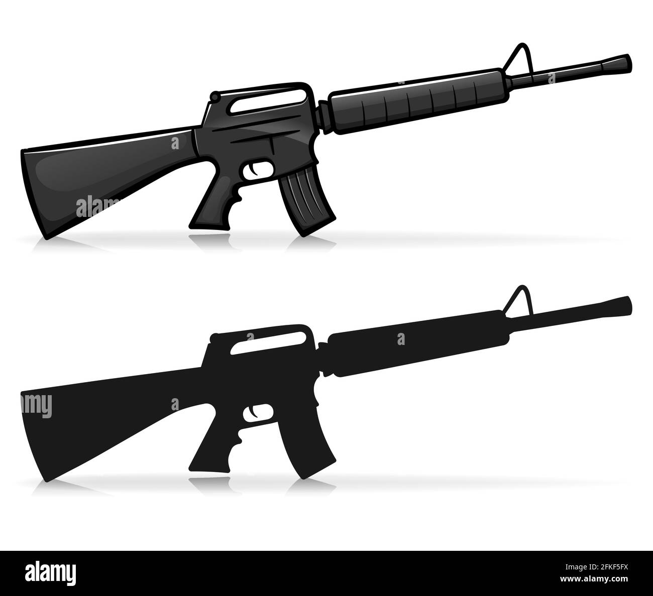 Vector illustration of kalashnikov army firearm cartoon Stock Vector