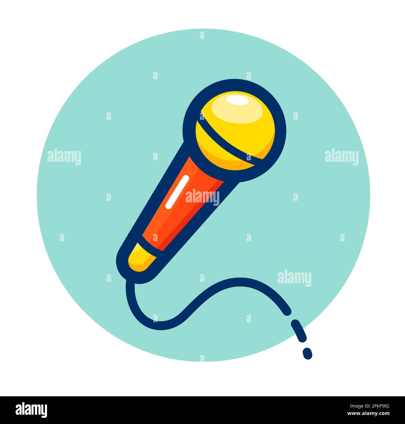 Vector illustration of karaoke microphone color icon Stock Vector