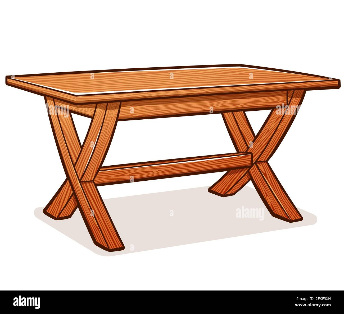 Vector illustration of rustic wooden table cartoon Stock Vector