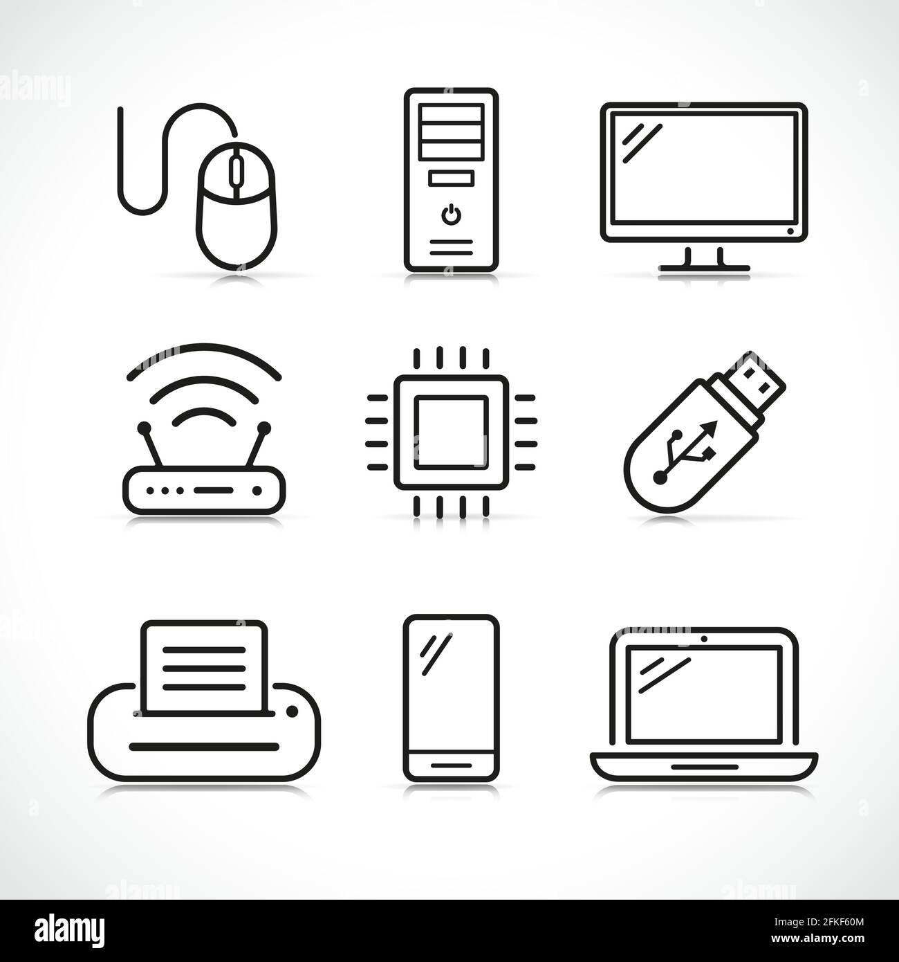 Vector illustration of computer science icons set Stock Vector