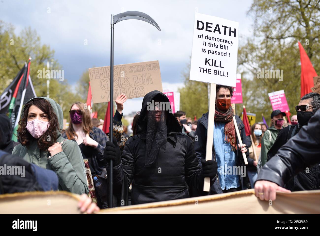 London, UK. 1 May 2021. Extinction Rebellion, Black Lives Matter, Antifa, Anarchists and many other groups gathered in London for 'Kill The Bill' protest against the government's proposed Police, Crime, Sentencing and Courts Bill. Credit: Andrea Domeniconi/Alamy Live News Stock Photo