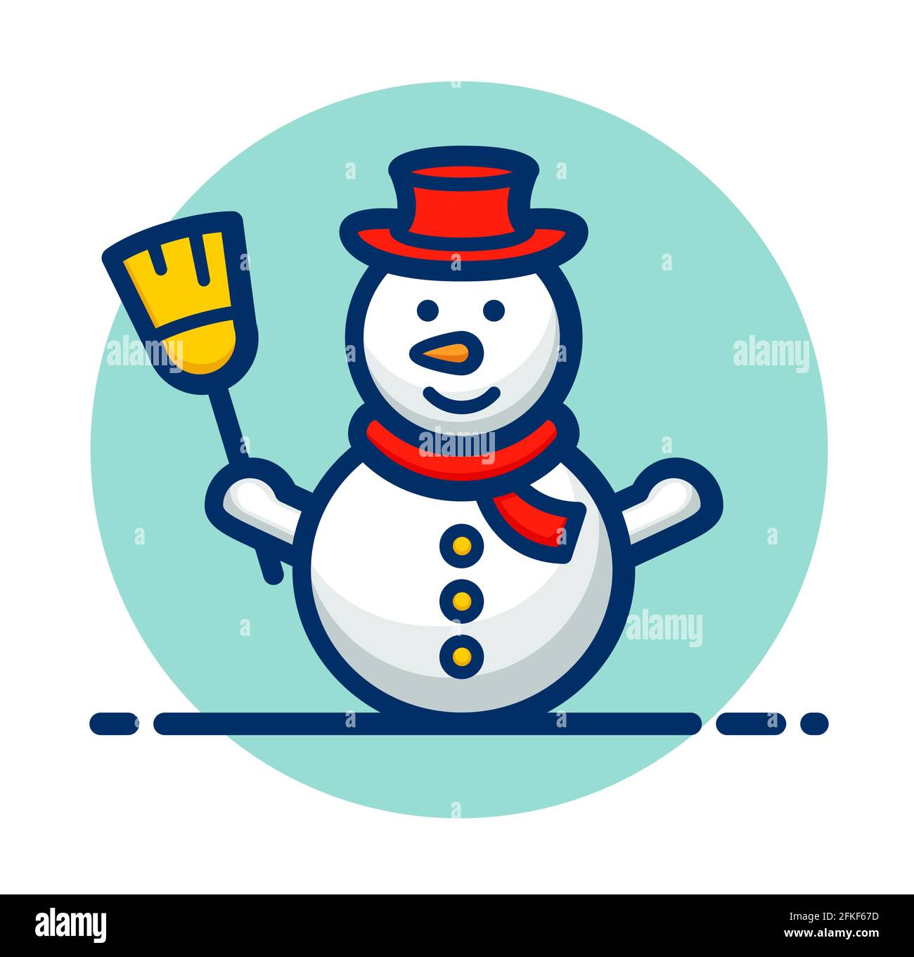 Vector illustration of snowman clipart icon design Stock Vector