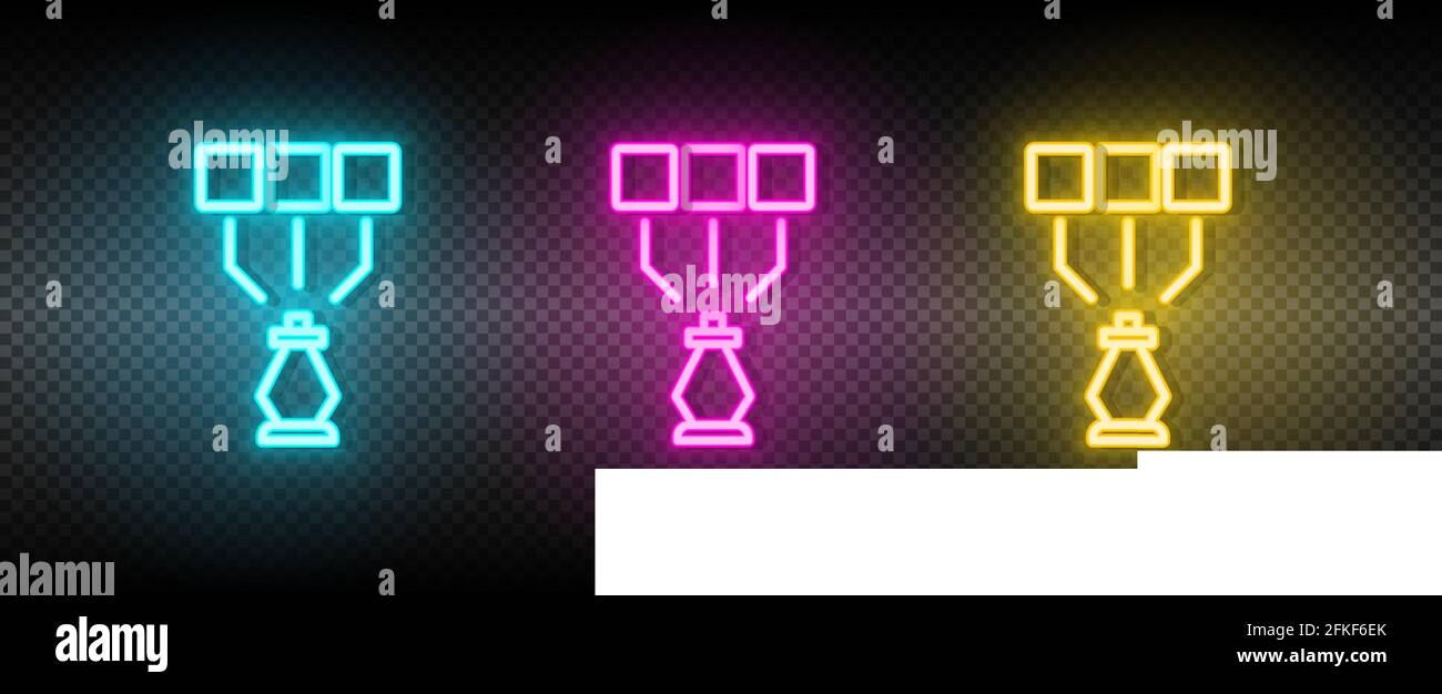 Marketing, media, plan neon icon set Stock Vector
