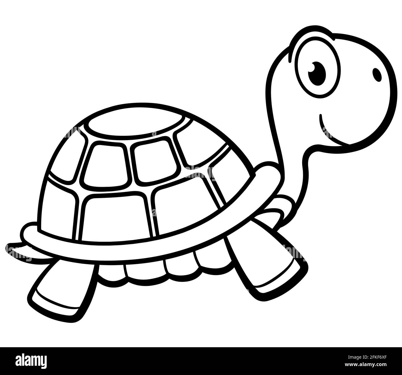 Vector illustration of outlined turtle cartoon design Stock Vector