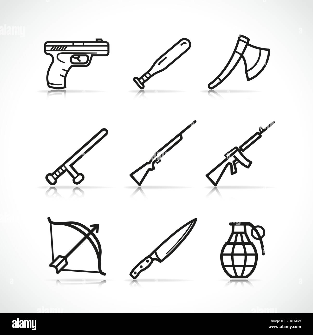 Vector illustration of weapon icons design set Stock Vector
