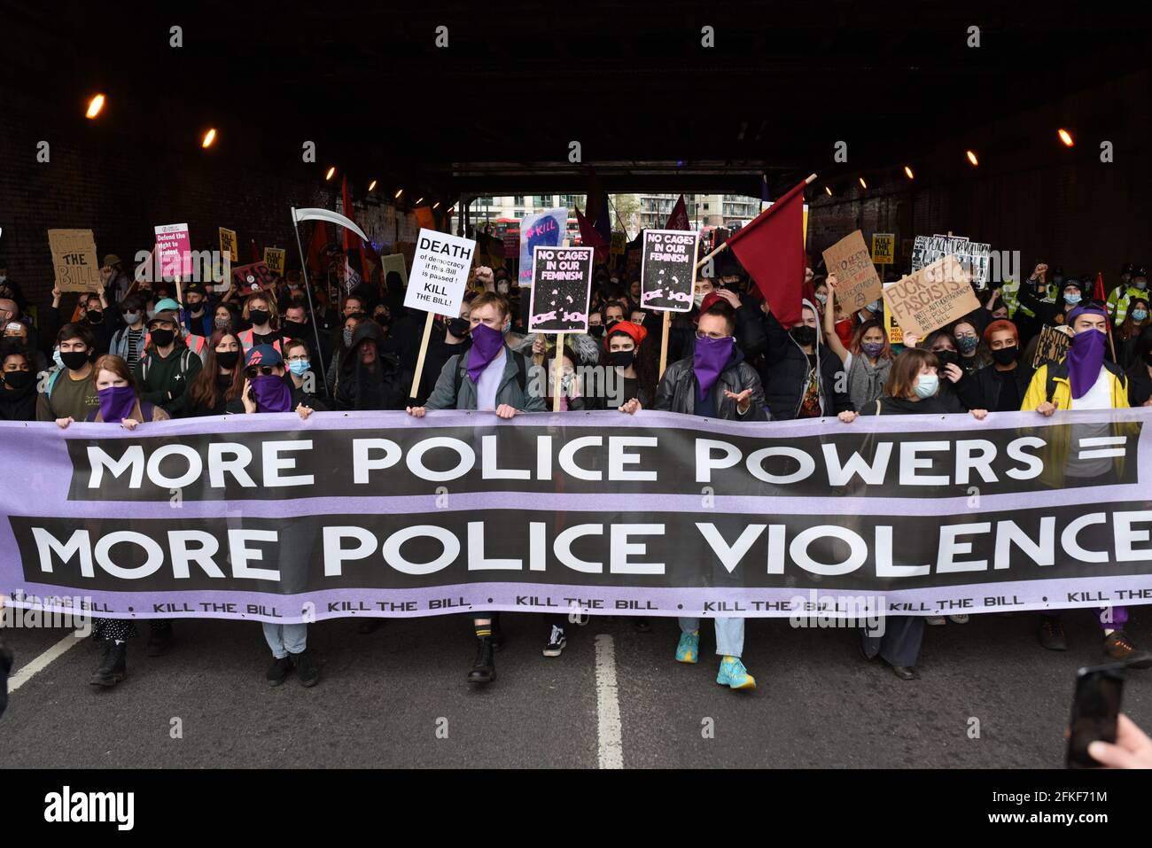 London, UK. 1 May 2021. Extinction Rebellion, Black Lives Matter, Antifa, Anarchists and many other groups gathered in London for 'Kill The Bill' protest against the government's proposed Police, Crime, Sentencing and Courts Bill. Credit: Andrea Domeniconi/Alamy Live News Stock Photo