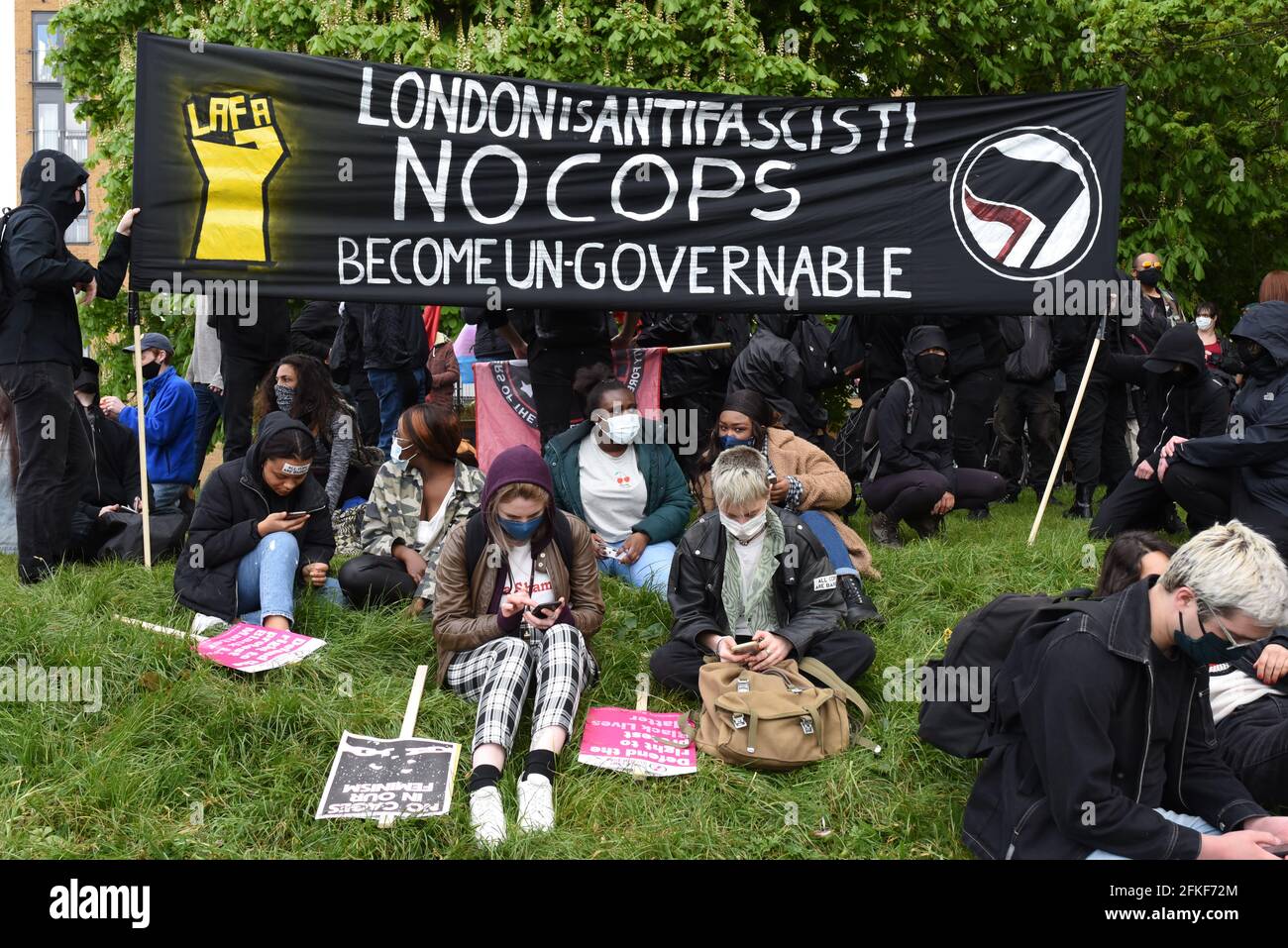 London, UK. 1 May 2021. Extinction Rebellion, Black Lives Matter, Antifa, Anarchists and many other groups gathered in London for 'Kill The Bill' protest against the government's proposed Police, Crime, Sentencing and Courts Bill. Credit: Andrea Domeniconi/Alamy Live News Stock Photo