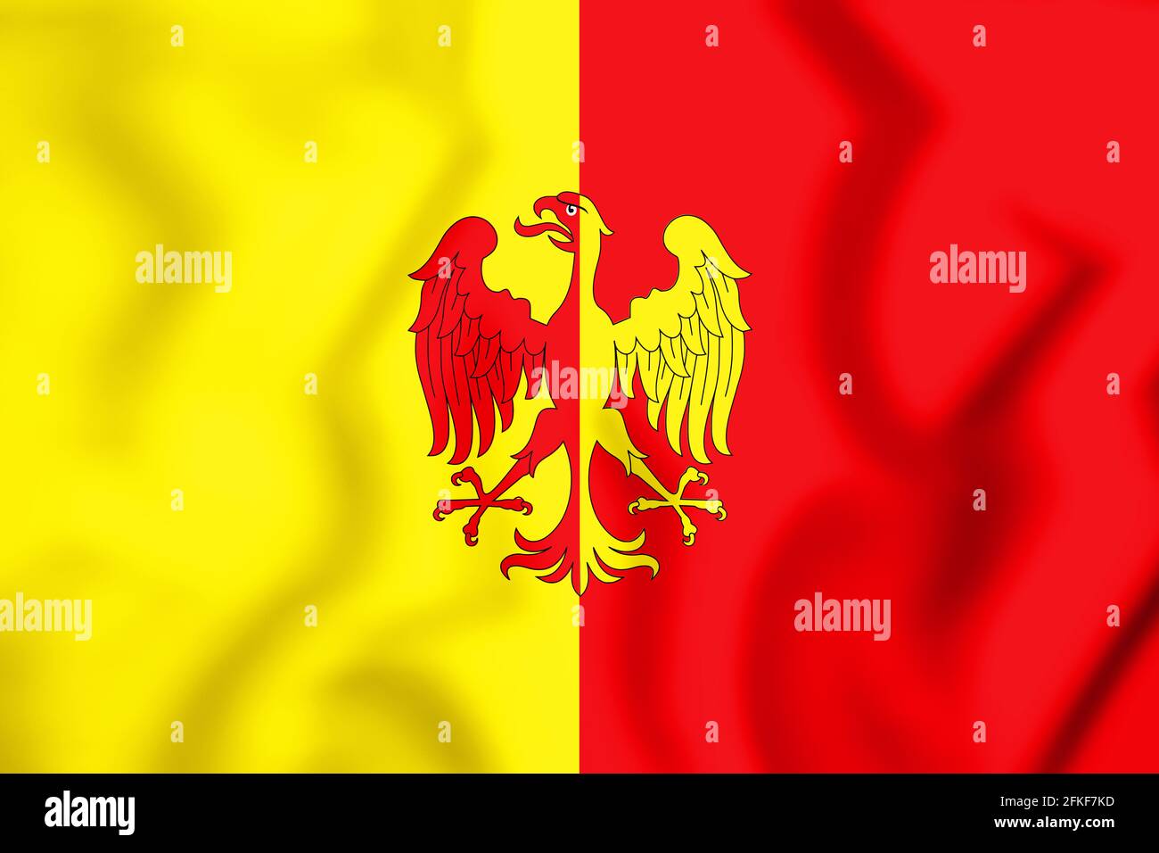 3D Flag of Tubize (Walloon Brabant province), Belgium. 3D Illustration. Stock Photo