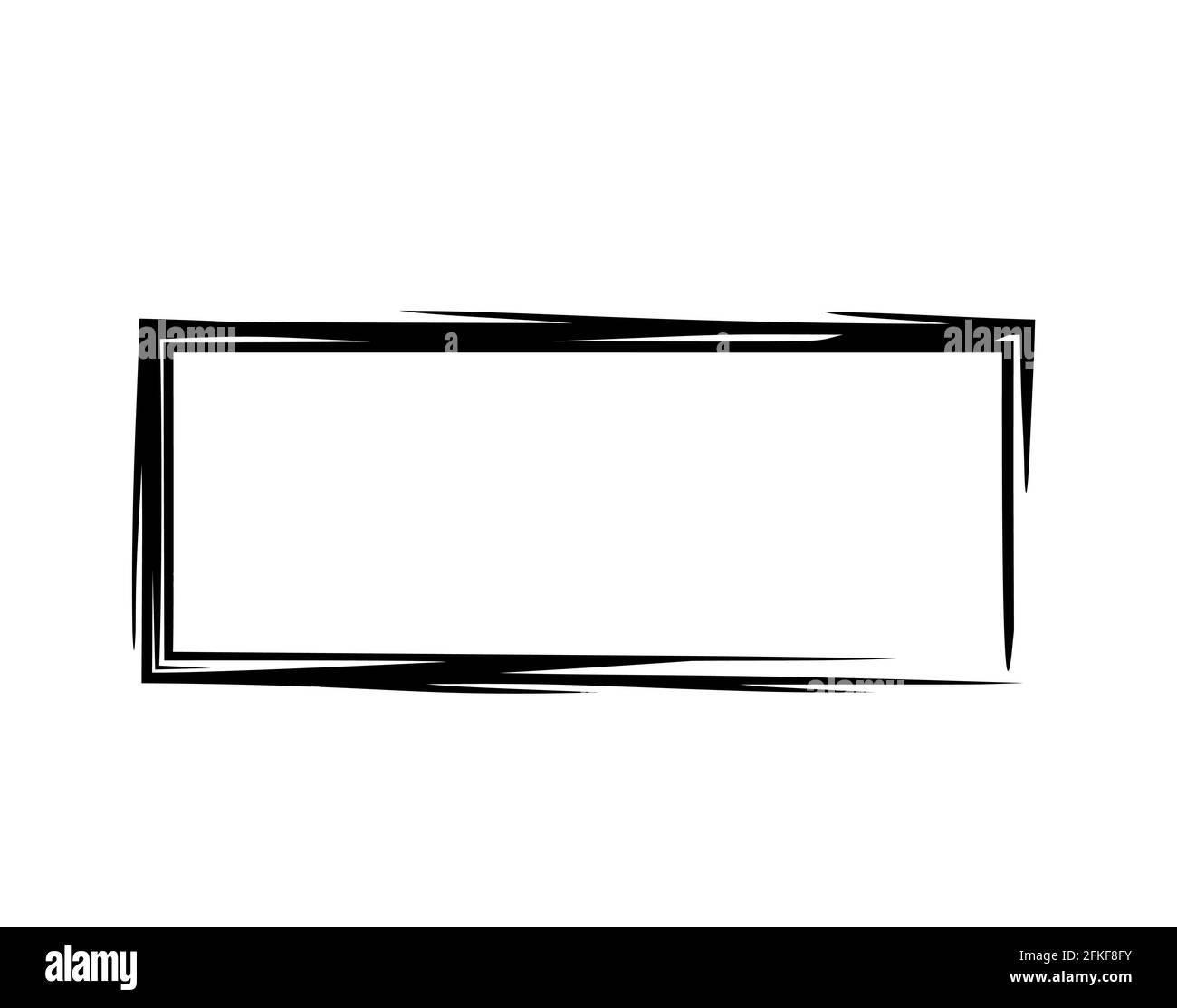 Rectangle grunge frame isolated on white background. Black ink border