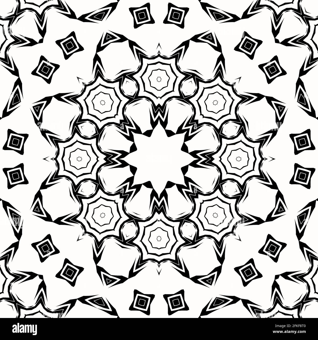 Mandala vector art star symmetrical pattern design in black and white ...