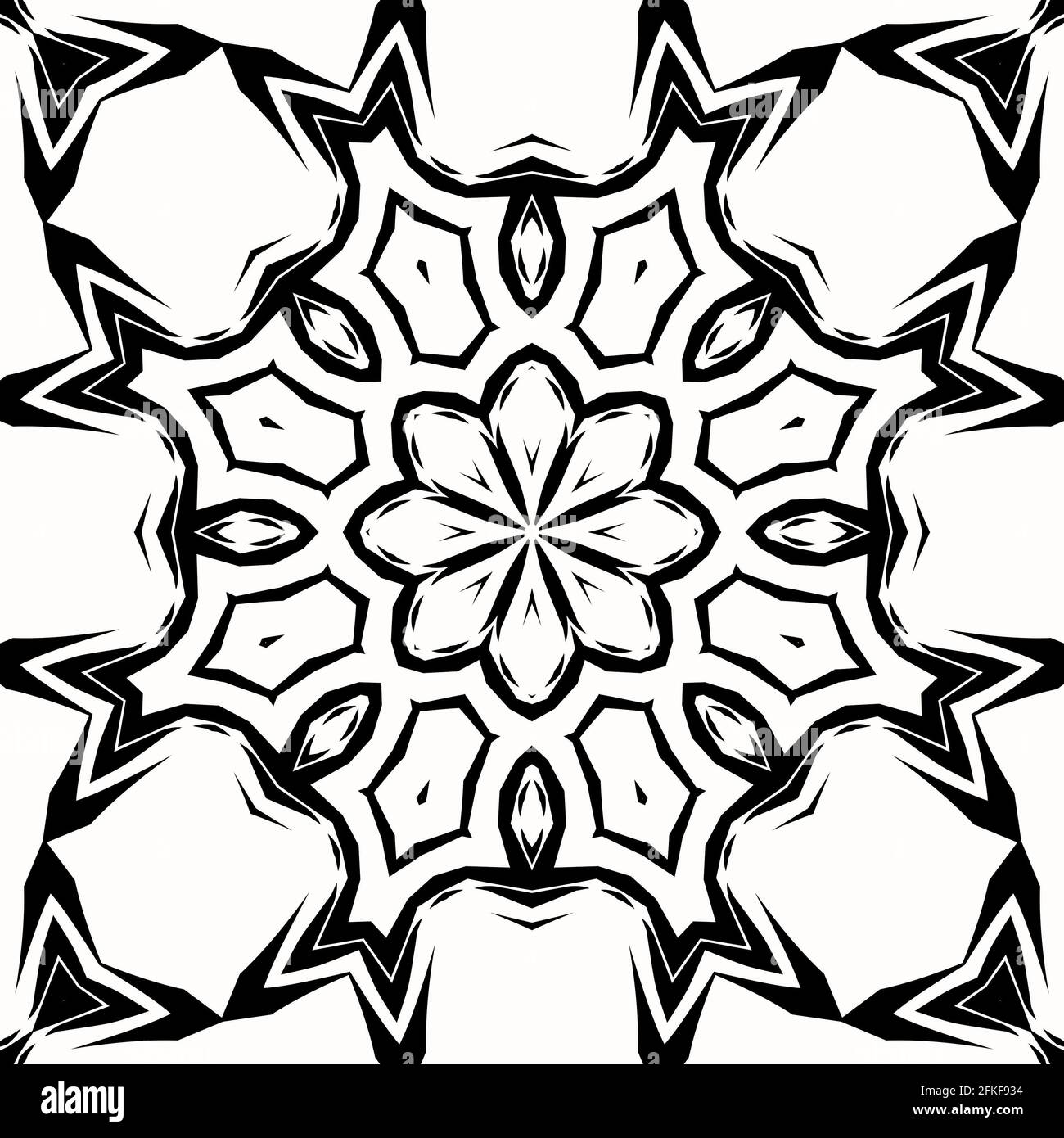 Mandala vector art round symmetrical pattern de in black and white ...