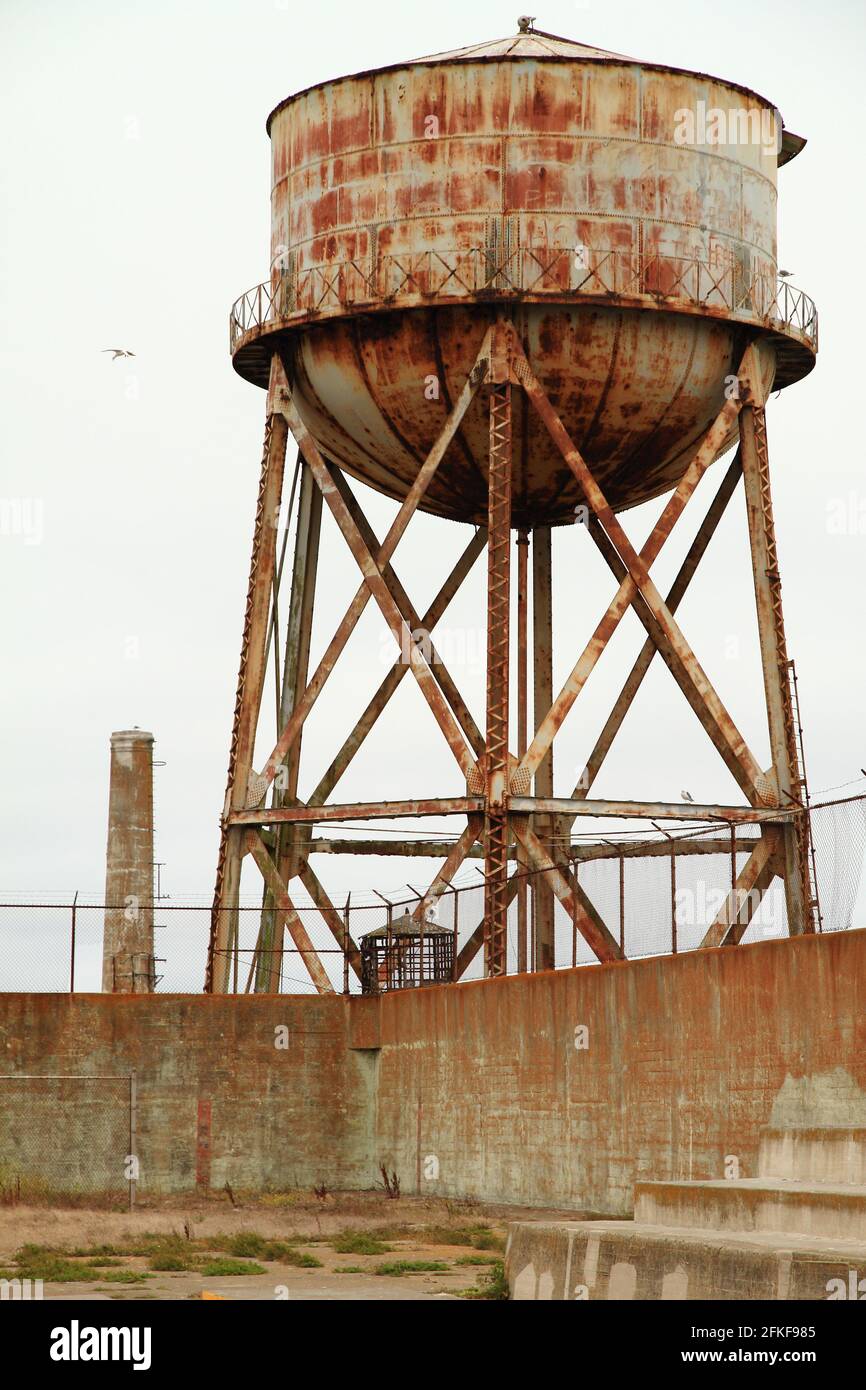 Rusty Water Tank in alcatraz Stock Photo Alamy
