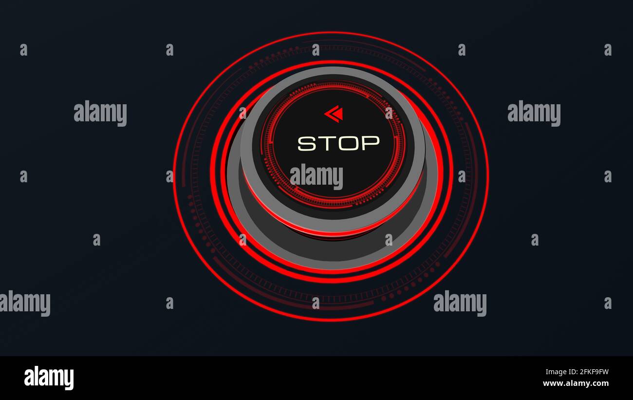 Start Stop Button Concept with finger touch button changing Start to Stop  and reverse Stock Photo